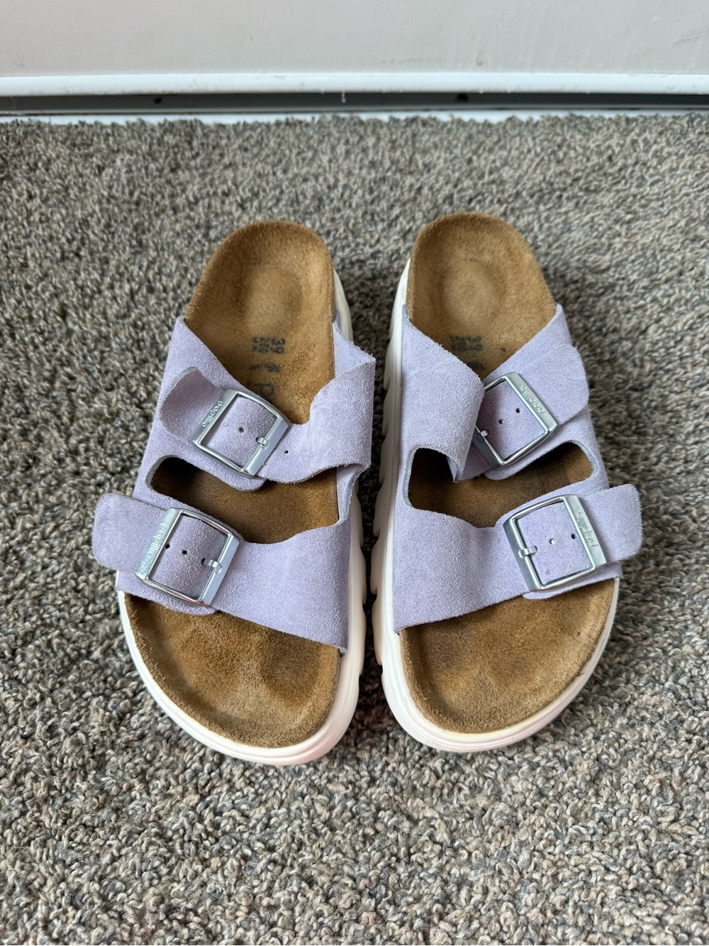 Papillio Lavender Suede Double-Strap Buckle Sandals